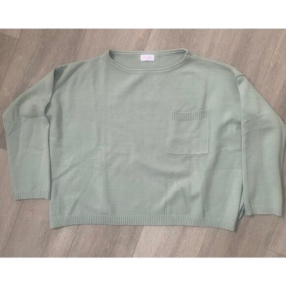 NWOT Pink‎ Lily Light Green Oversized Crewneck Sweater Size Small - Picture 1 of 5